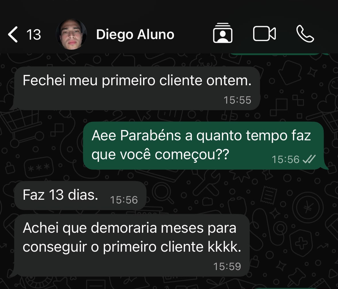 Mensagem real de aluno do sistema